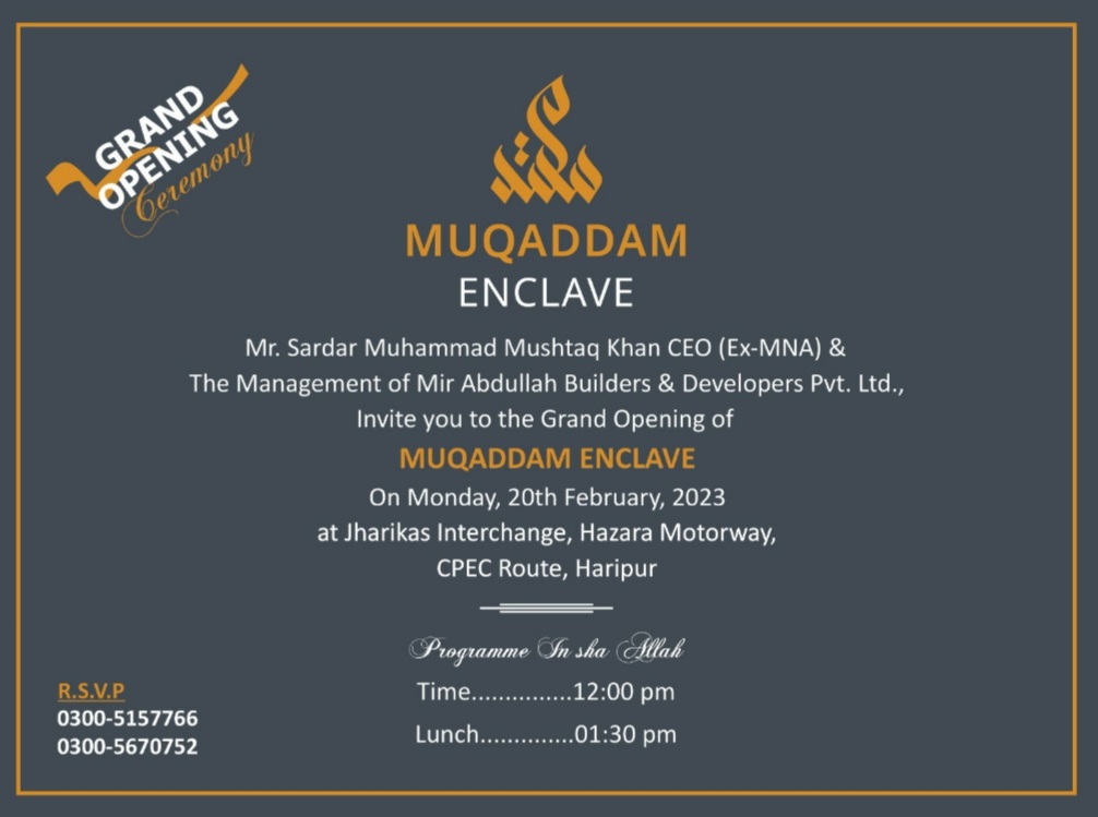 Inauguration Ceremony of Muqaddam Enclave
